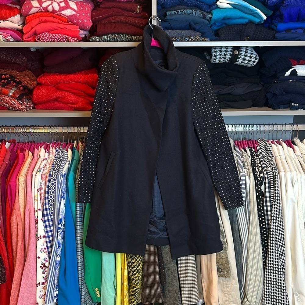 Zara navy studded sleeve coat size M
